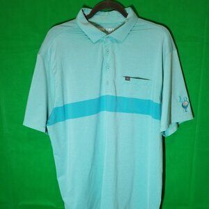 Matte Grey Shirt Mens XL Teal 2 Tone Golf Polo Activewear Embroidered